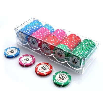 100 PCS Acrylic Transparency Portable Acrylic casino chip set/casino chip case