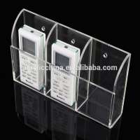 Acrylic Remote Control Holder/3 Grids Clear Wall Mounted Storage Display Box Makeup Brush Display for Home